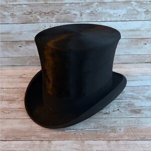 Knox Black Top Beaver Felt Hat With Original Genuine Leather Satin Lined Carrier